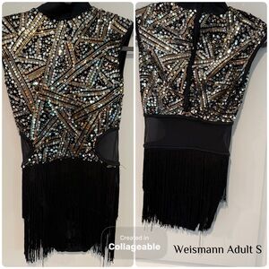Weissman Black and Silver Beaded Fringe Costume
